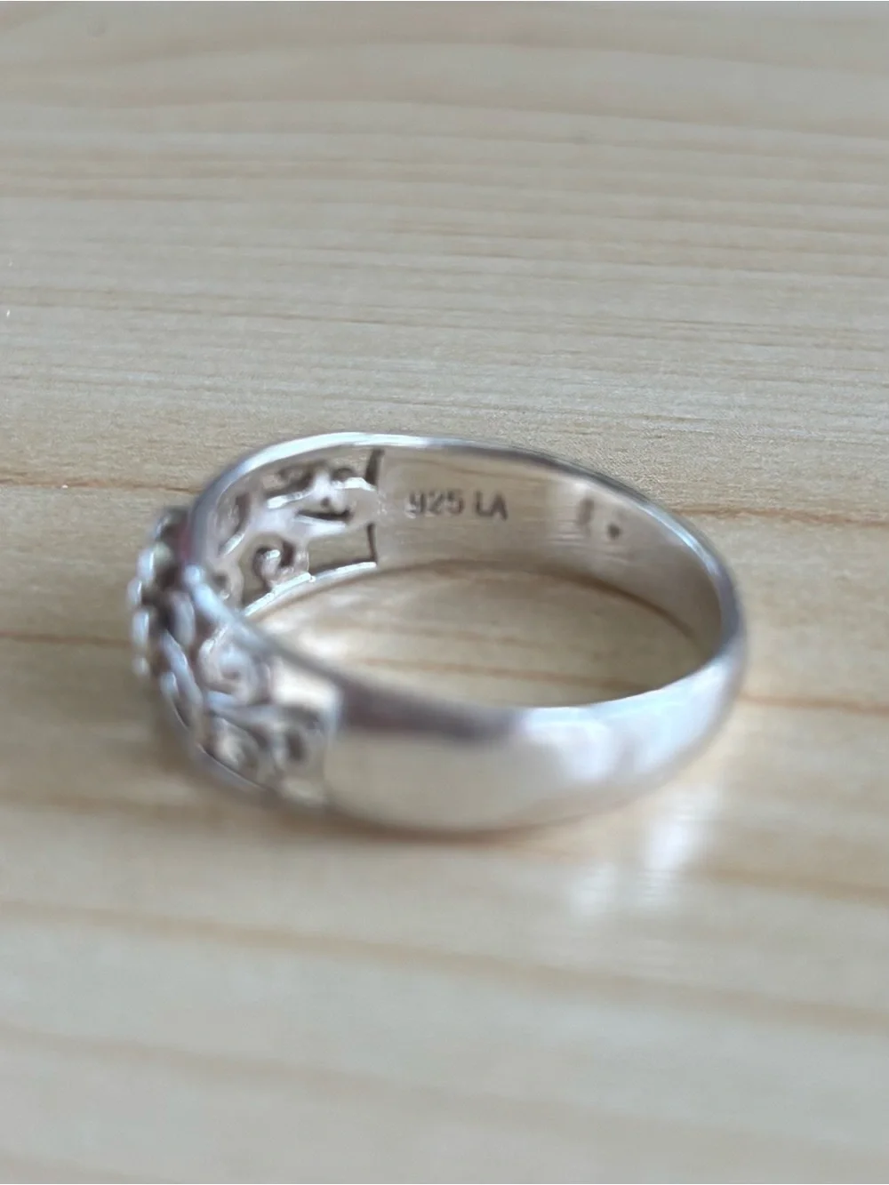 Vintage Sterling Silver Floral Filigree Band Ring 7.5